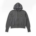 Grey equestrian hoodie with a small horsehead logo